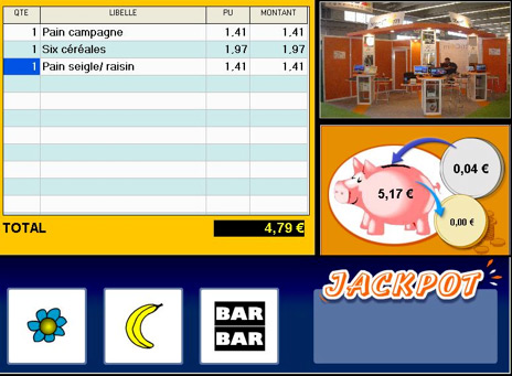 Tirelire et jackpot sur l'cran client de Mencom