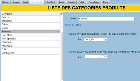 Taux de fidlit appliqu par catgorie de produit