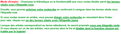 mode d'emploi pour l'utilisation de l'index des logiciels de caisse