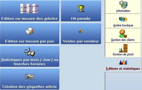 logiciel de caisse Front Shop : le menu statistiques