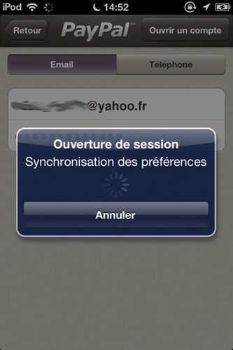 Ouverture d'une session PayPal Here