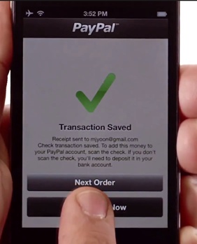 PayPal Here : Transaction sauvegarde, le chque est prt  tre scann !