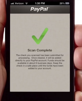 Scan du chèque envoyé aux serveurs sécurisés de PayPal