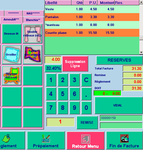 Pressing Plus : Ecran de caisse - Rserves - Convoyeur - Rglement - Correction d'un ticket (4) -- 08/03/07