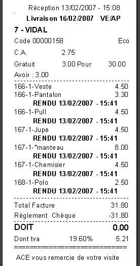 Pressing Plus : Ticket de livraison