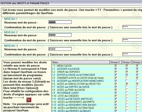 Quoram : gestion des droits des vendeurs