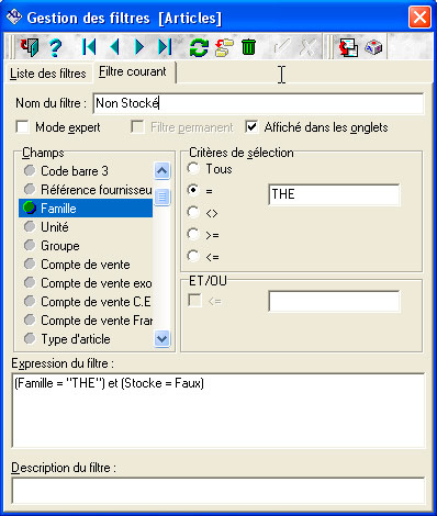 filtre multicritres de XL Pos