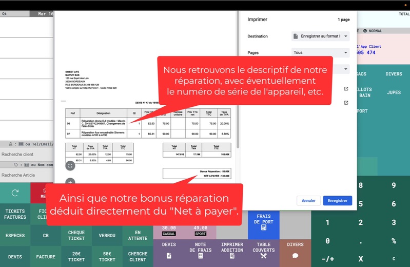 Crer et suivre les factures QualiRpar avec un logiciel de caisse enregistreuse