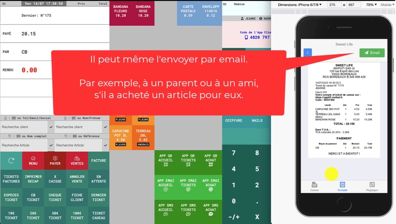 Envoi du ticket de caisse numrique sur le mobile du client via un QR Code