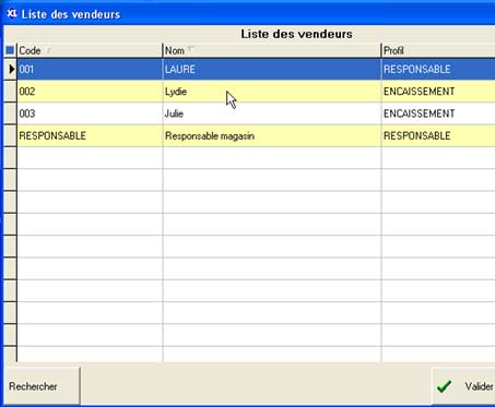 logiciel de caisse XL Pos : les vendeurs