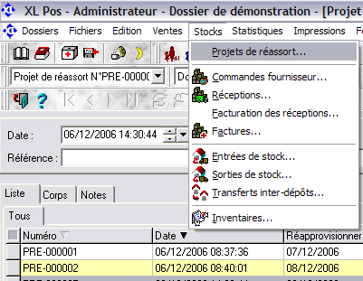 xl pos : menu de l'administrateur