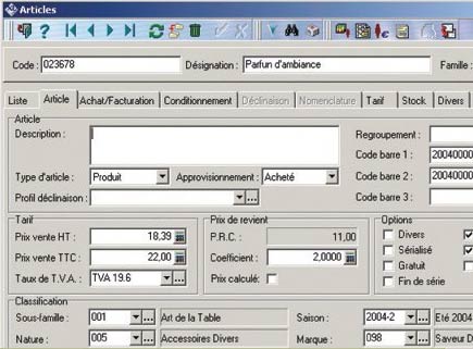 xl pos : la fiche article