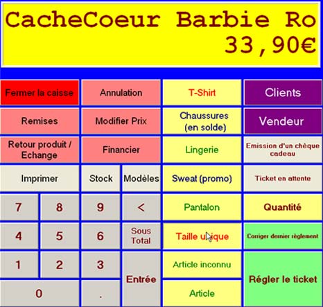 l'écran de vente du logiciel de caisse xl pos